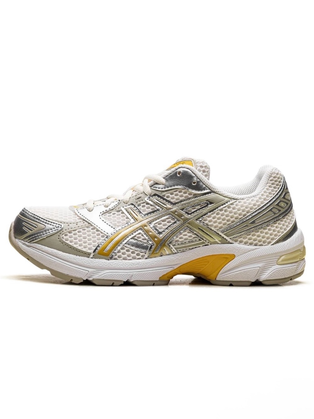 Asics Women’s White and Yellow Knit Running Sneakers